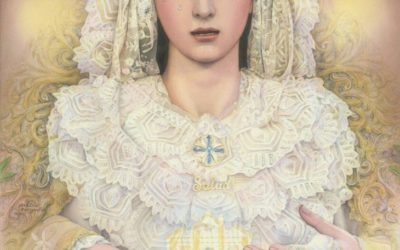 El cartel de la coronación de Nuestra Señora de la Salud, en la exposición monográfica de la pintora Beatriz Barrientos